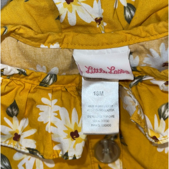 LITTLE LASS AUTUMN YELLOW SLEEVELESS DRESS WITH DIAPER COVER/BOTTOMS - Picture 3 of 5